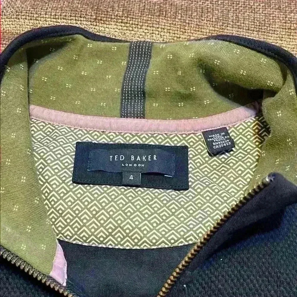 Ted Baker London Men's Soft Funnel Neck Sweater Jacket Full Zip-  Size 4 Navy
